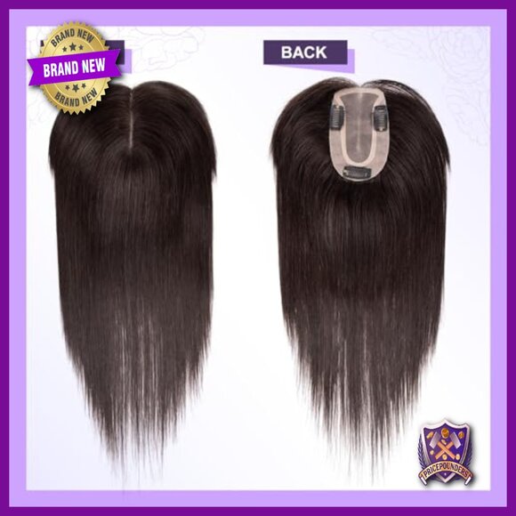12 Inch Human Hair Topper with Bangs for Thin Hair, 7x12cm Base